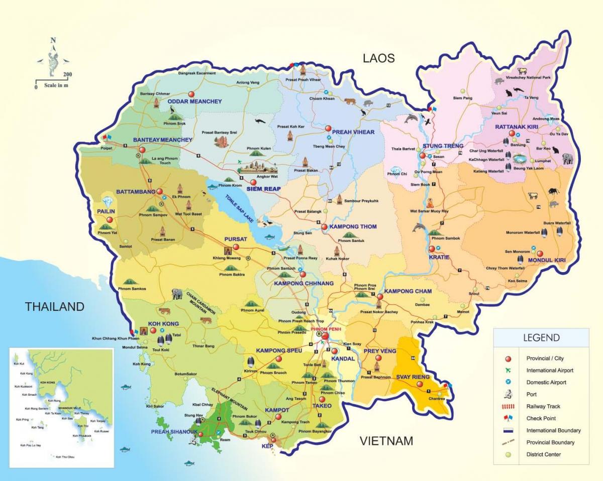 Карта Камбоджа аэрапорты