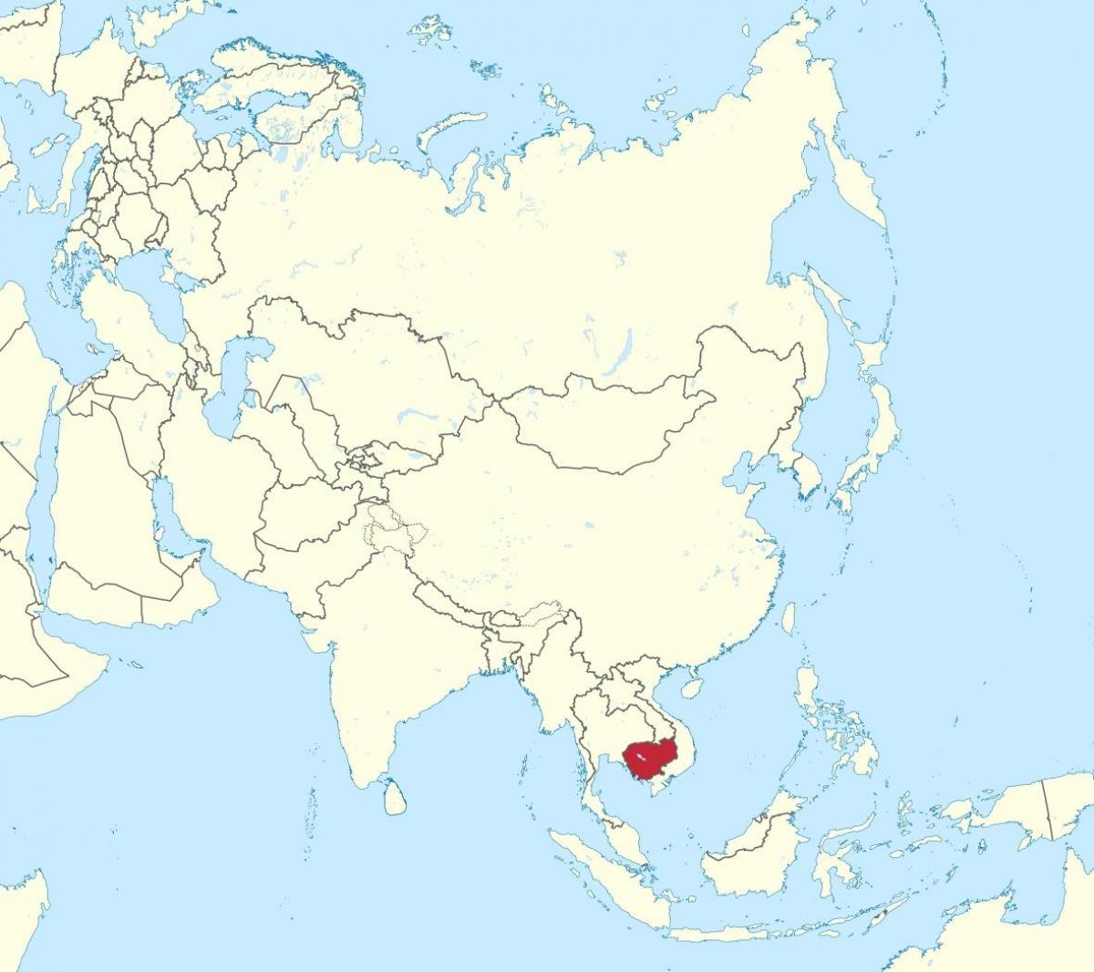 Карта Камбоджа ў Азіі