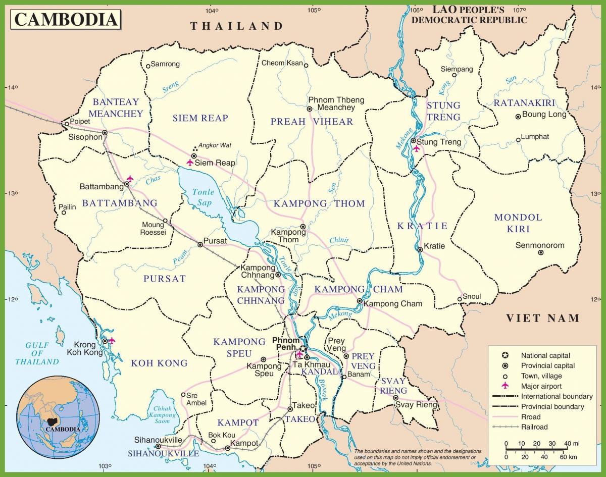 Карта Камбоджа палітычныя