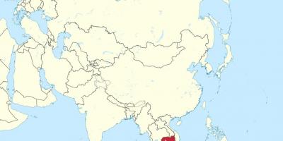 Карта Камбоджа ў Азіі